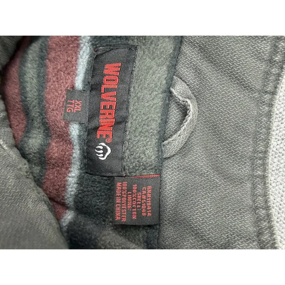 Wolverine Fleece Lined Work Vest Men’s XL Gray Full Zip Canvas Cotton Utility